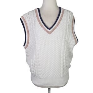 Vintage 80s Lily's cream cotton cable knit sweater vest M